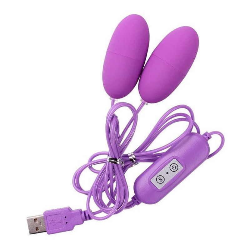 Подвійне Віброяйце Рожеве з USB-дротом