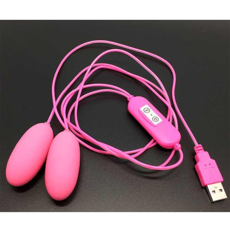 Подвійне Віброяйце Фіолетове з USB-дротом