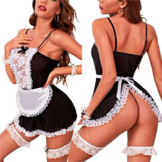 Сексуальний костюм покоївки, Розмір S-M, Колір Чорний, Рольові костюми — Keks-Hub
