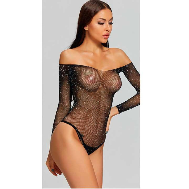 Еротичне боді зі стразами Чорне S/M/L
