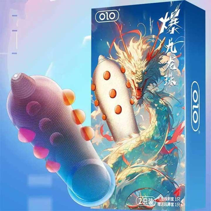 Презервативы с шипами OLO Nine Dragon супер тонкие 2 шт