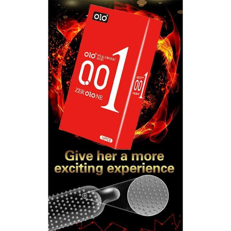 Презервативы Olo 0.01 RED Foil с пупырышками, гиалуроновой смазкой 10 шт