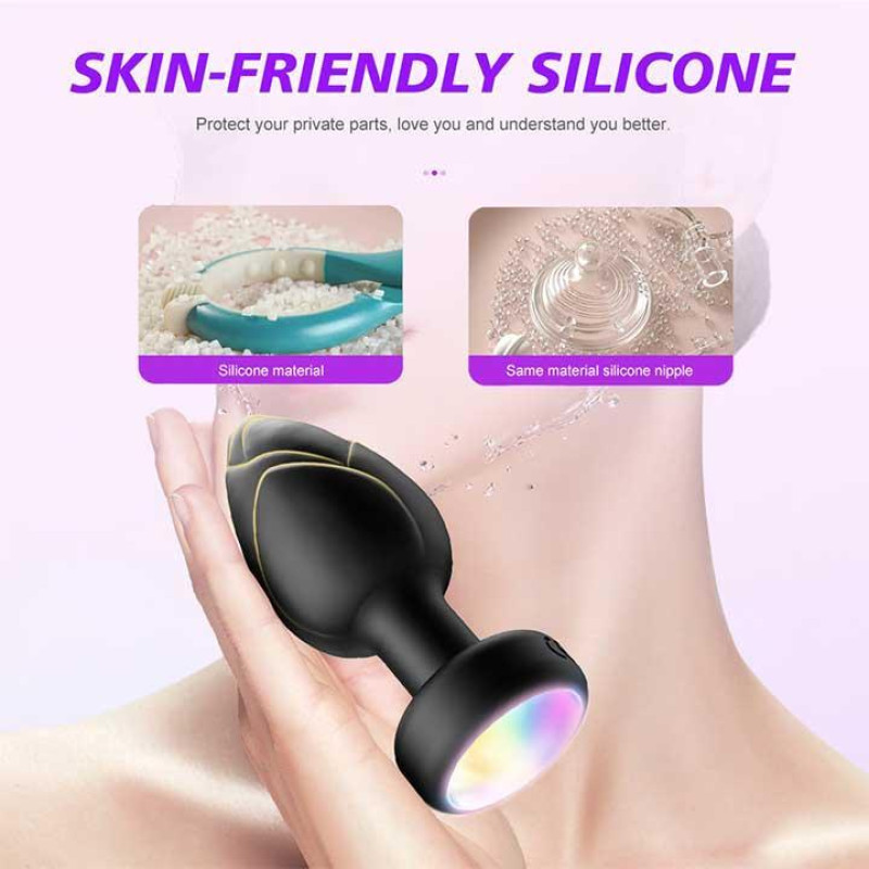 Анальная пробка светящаяся с вибрацией и Д/У Light Anal Plug 3,5*9 см черная