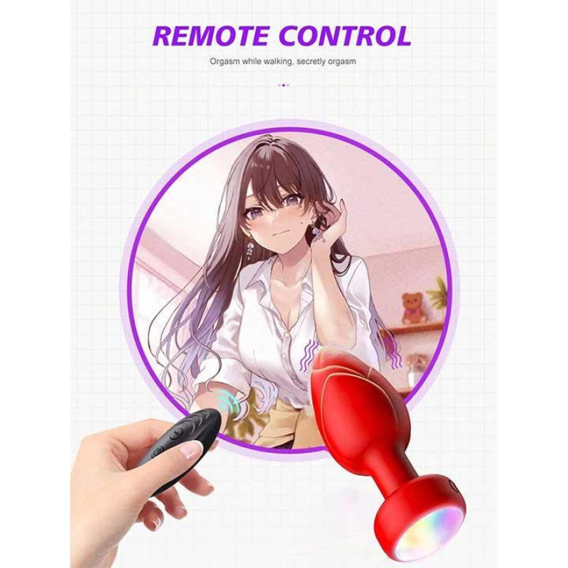 Анальна пробка Light Anal Plug світиться вібро Д/У 3,5*9 см червона