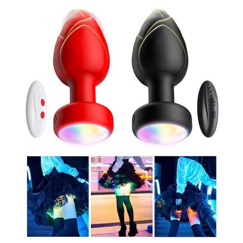 Анальна пробка Light Anal Plug світиться вібро Д/У 3,5*9 см червона