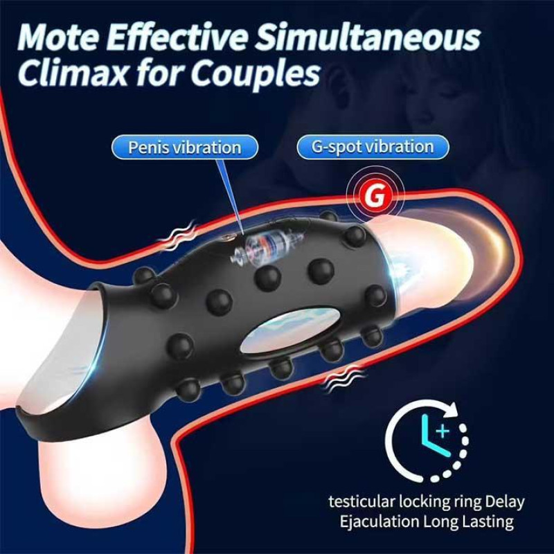 Вибронасадка на пенис и мошонку Ultimate Couples Cage с шипами USB