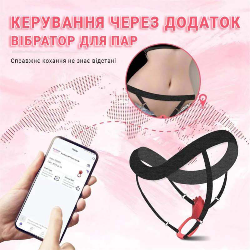 Вибратор-трусики двойной силиконовый Smart Красный 6x13 см