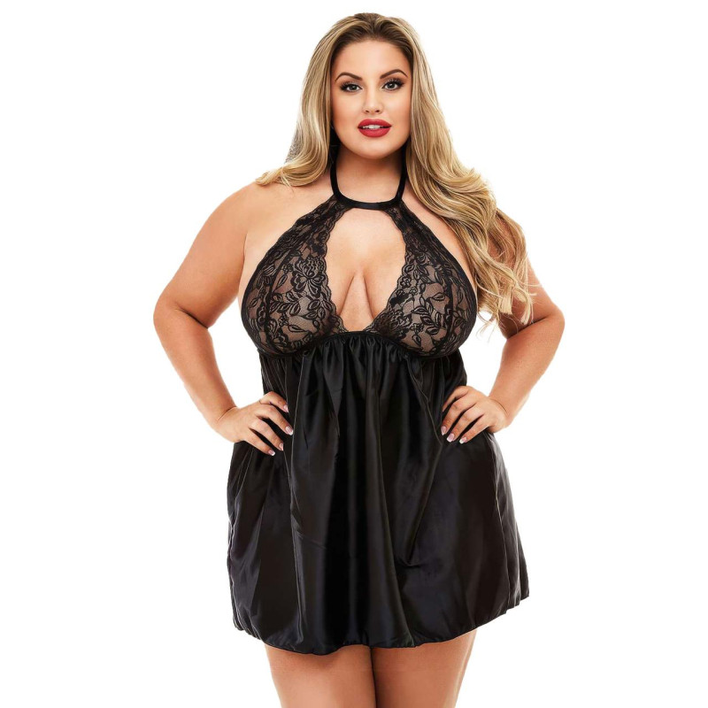 Эротический комплект большого размера Черный XL-XXL (50) со стрингами
