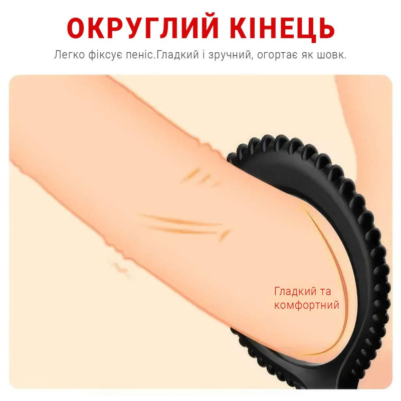 Эрекционное кольцо тройное Ножницы силиконовое для задержки эякуляции, чёрное