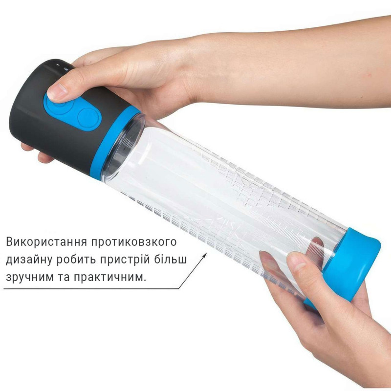 Помпа для збільшення члена електронна вакуумна BIGMAN Automatic 23 см Чорно-синя