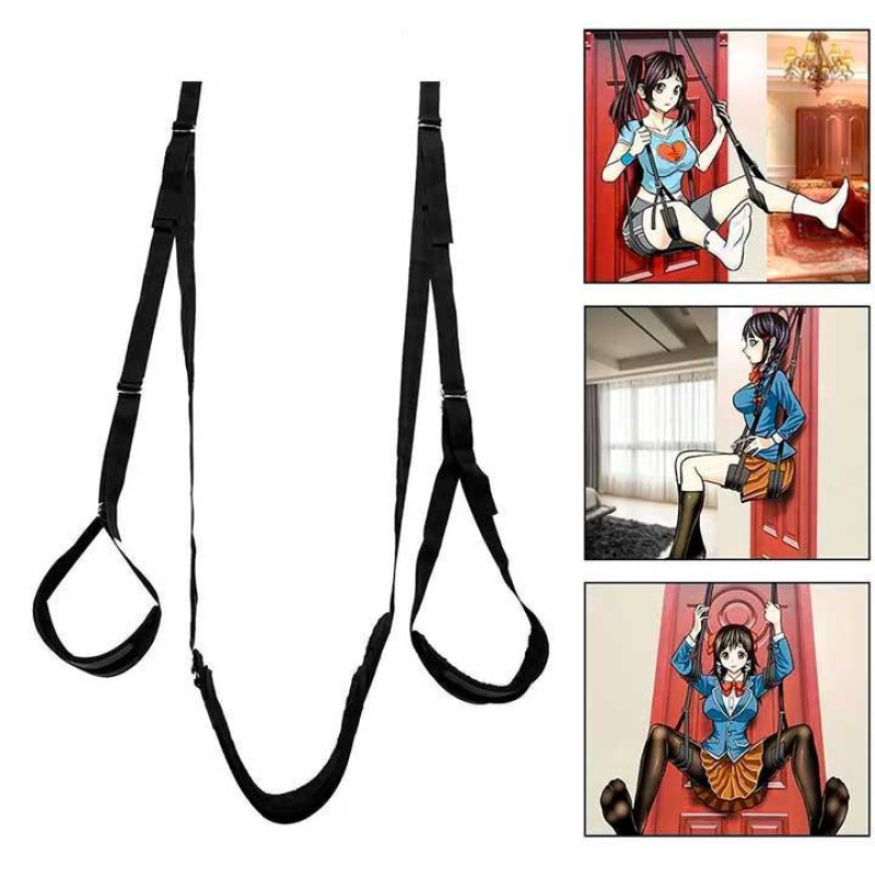 Дверна секс-гойдалка Tentation Door Straps, Чорна, для БДСМ-ігор