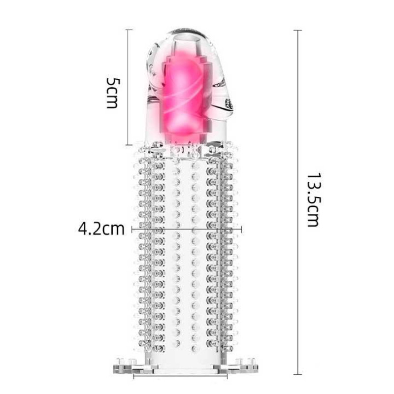 Насадка для увеличения пениса IKOKY с вибрацией Прозрачная 13,5*4,2 см