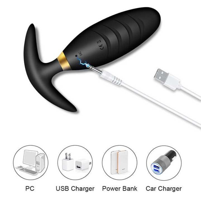 Анальная пробка Svakom Primo Wine с вибрацией, ДУ USB, Чёрная, 2.9x10 см