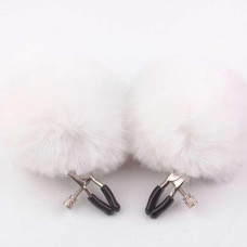 Зажимы для сосков с мехом Pom Pom, Белые