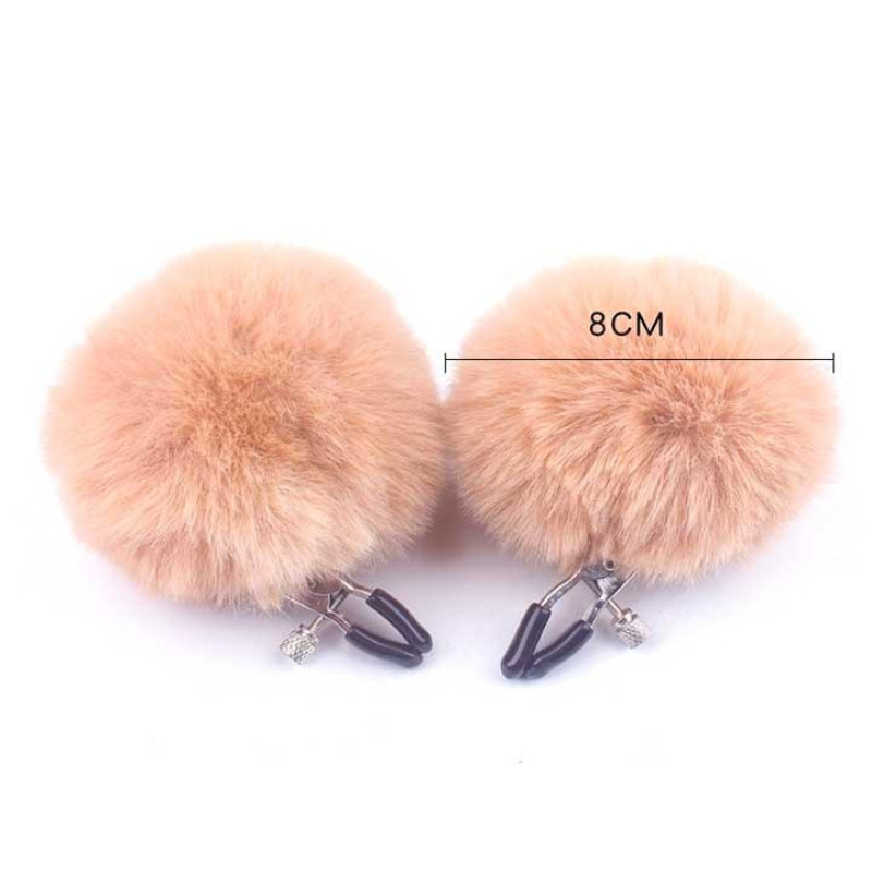 Зажимы для сосков с мехом Pom Pom, Белые