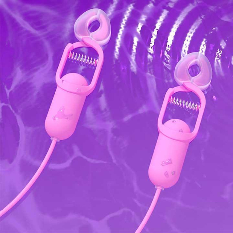 Зажимы для сосков вибрационные GALAKUin USB, 10 режимов, розовые