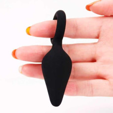 Силіконова анальна пробка Velvet Ring з кільцем, Чорна, 8,6*2,4 см — Keks-Hub