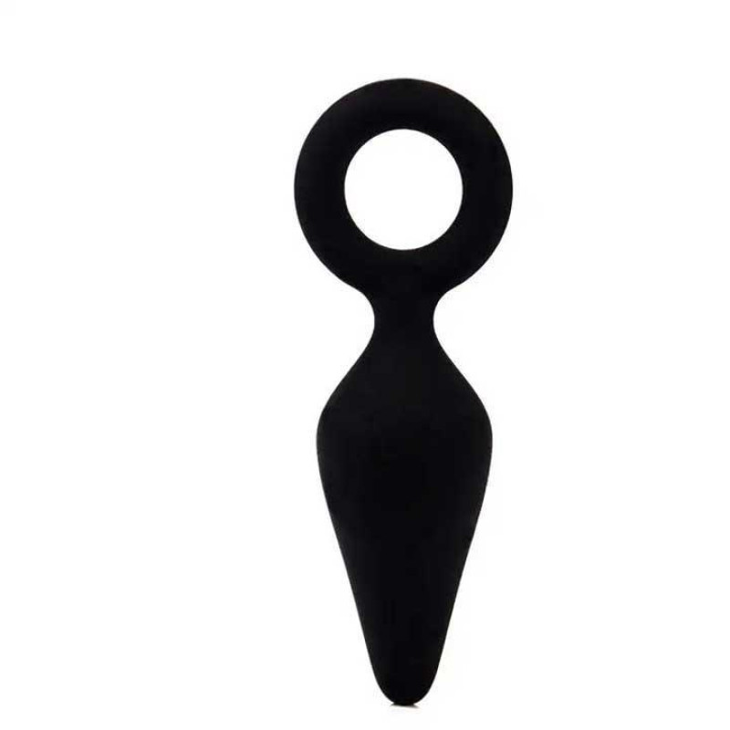 Силиконовая анальная пробка с кольцом Velvet Ring, чёрная, 8,6*2,4 см