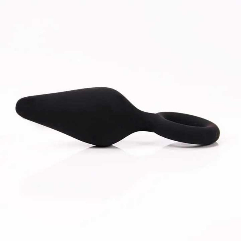 Силиконовая анальная пробка с кольцом Velvet Ring, чёрная, 8,6*2,4 см