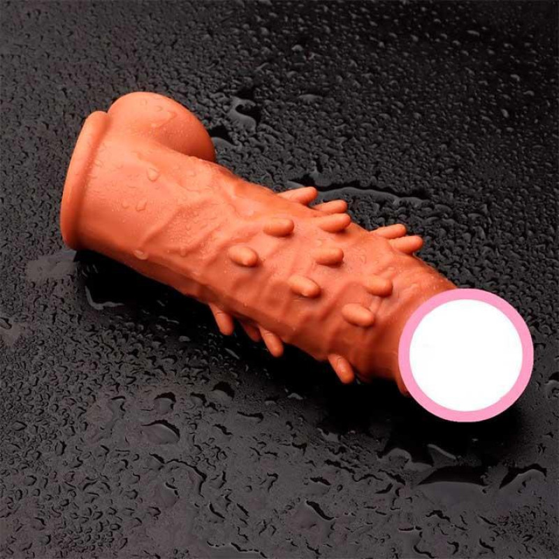 Насадка на пенис Toyfa XLover с фиксацией мошонки и шипами, телесная