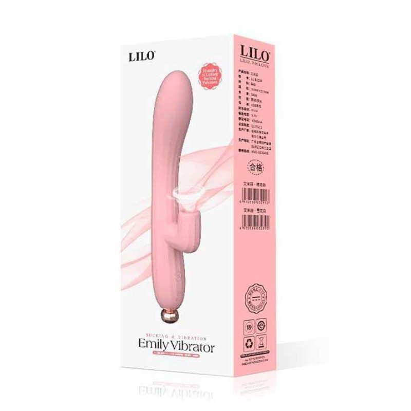 Вакуумный вибратор-кролик LILO Emily USB, розовый