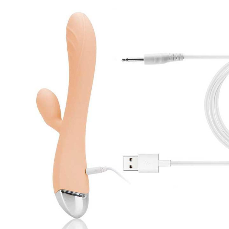 Вібратор кролик для клітора та точки G USB Бежевий