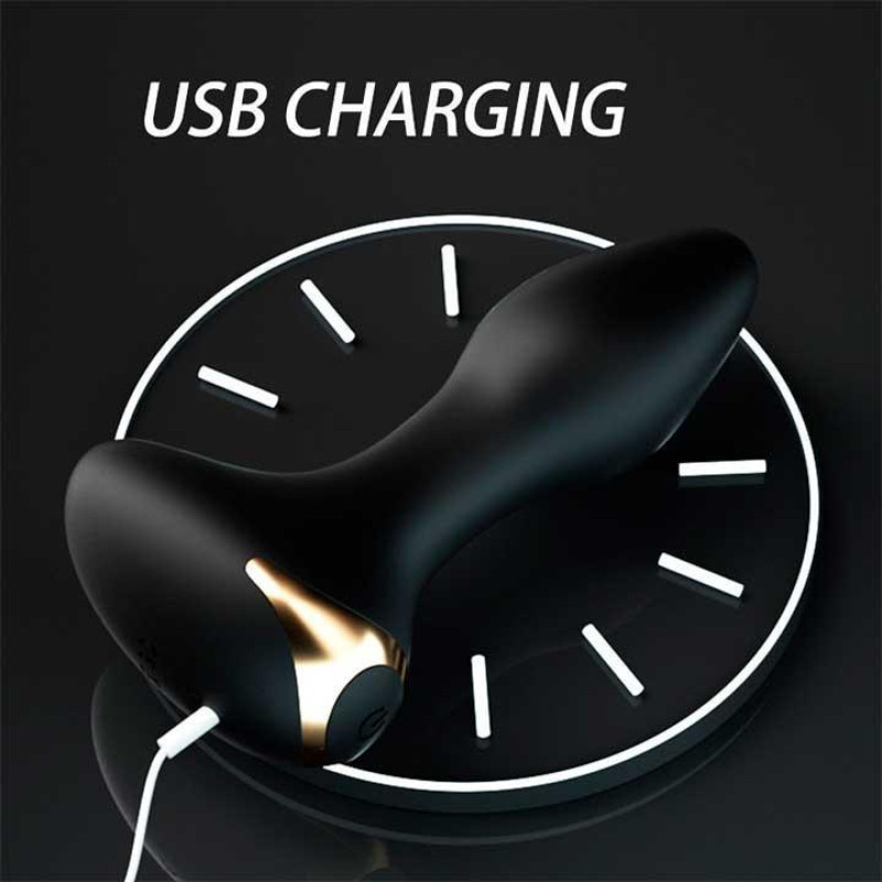 Анальная пробка с вибрацией LILO USB Силиконовая Чёрная 13*3 см