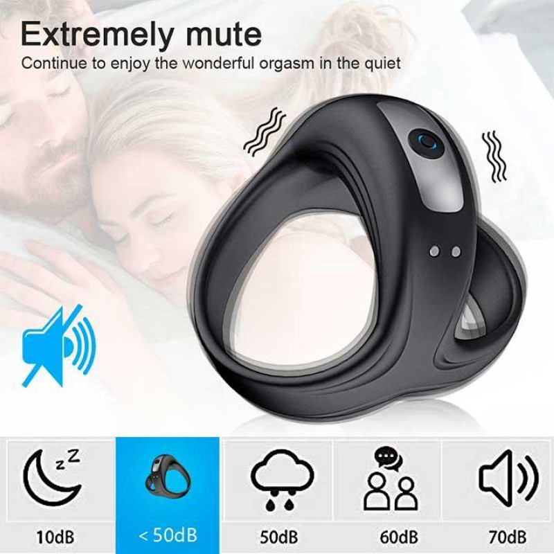 Тройное эрекционное виброкольцо для пениса и мошонки USB, Черное