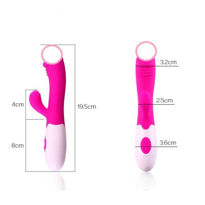 Вібратор подвійний кролик USB, Рожевий