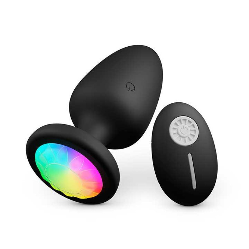 Анальна пробка світна вібраційна силіконова 10X Light Up Rechargeable Anal Plug 9,8*4,4 см