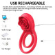 Двойное эрекционное кольцо Hgod Rose с вибрацией USB, Красное