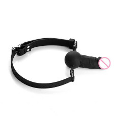 Кляп-страпон на обличчя і в рот Wearable Sleeve - 8*2,7 см - Чорний — Keks-Hub