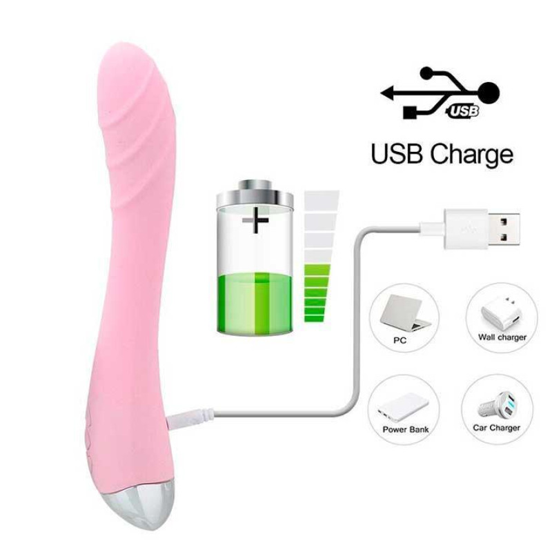 Вібратор Silver Fox G-spot USB, Рожевий