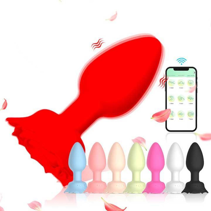 Анальна смарт пробка Smart Rose силіконова 3,3 см Червоний з 9 режимами