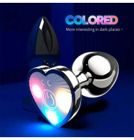 Анальная пробка Magic Motion Equinox стальная светящаяся смарт с Д/У USB 7,2*2,8 см