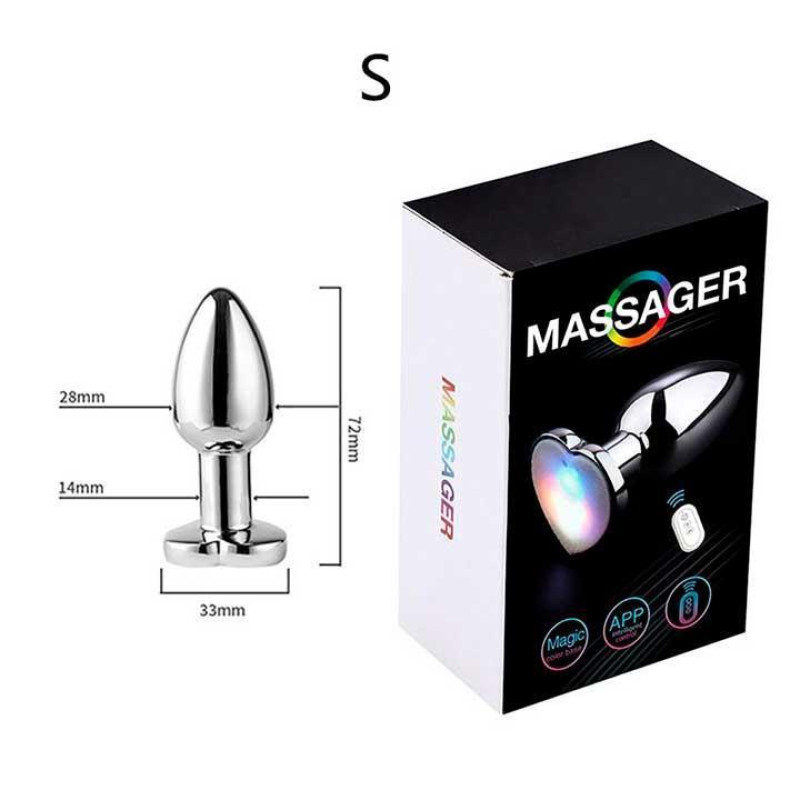Анальная пробка Magic Motion Equinox стальная светящаяся смарт с Д/У USB 7,2*2,8 см