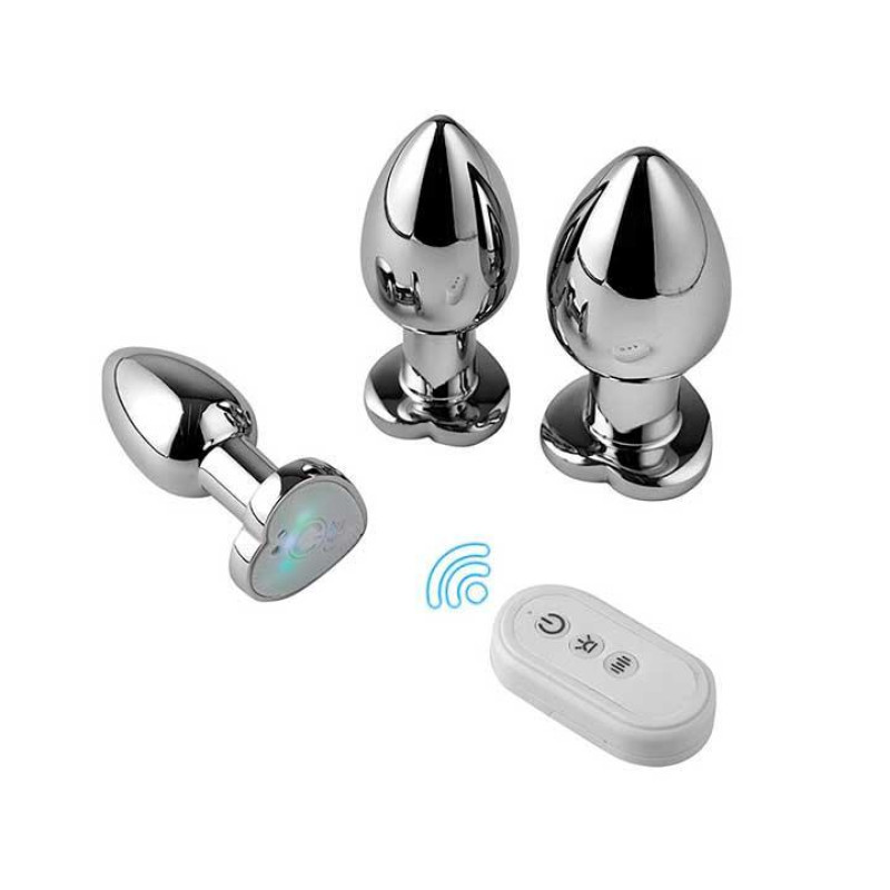 Анальная пробка Magic Motion Equinox стальная светящаяся смарт USB с Д/У 8,2*3,4 см
