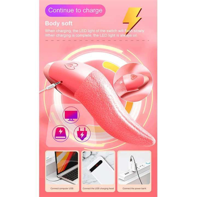 Оральный вибратор-язык USB, 10 режимов вибрации