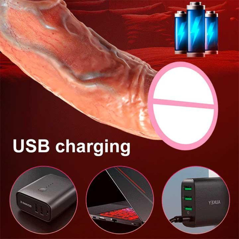 Вібратор реалістичний з поступальними рухами та підігрівом USB
