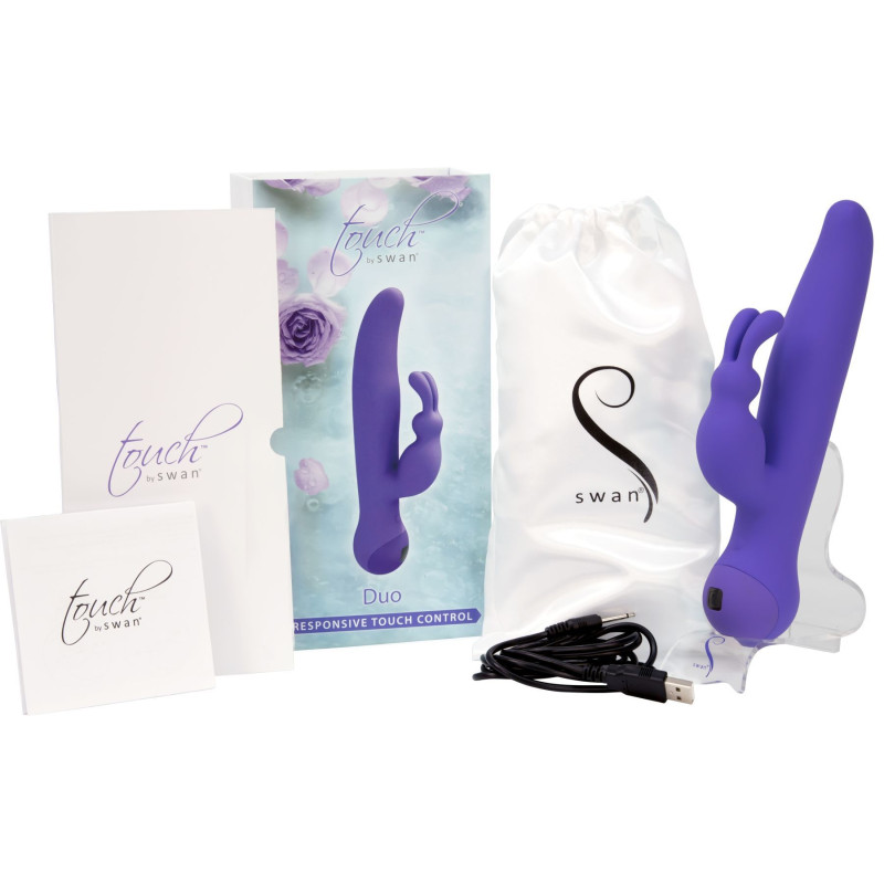 Вибратор-кролик Swan Touch Duo Purple с сенсорным управлением и ротацией