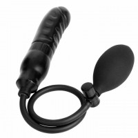 Надувной анальный расширитель дилдо - Чёрный - 12*2,7-4 см – Анальные игрушки