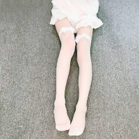 Эротические чулки с бантом - Белый