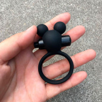 Вібро кільце ерекційне з вушками, Чорне