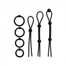 Набір ерекційних кілець і ласо (7 одиниць) - Чорний