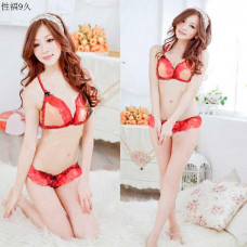 Еротична білизна: мереживний сексуальний комплект - Червоний - XS/S — Keks-Hub