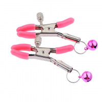 Затискачі для сосків з дзвіночками, Рожеві, БДСМ
