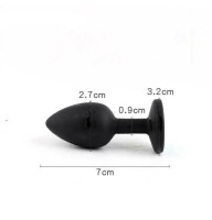 Анальна пробка силіконова з кристалом Чорна 2.7*7 см