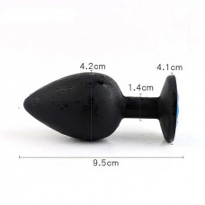 Силіконова анальна пробка з кристалом Чорна 4.2*9.5 см — Keks-Hub