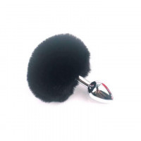 Анальная пробка с хвостиком - Чёрный - 7,5 * 2,8 см – Анальные игрушки