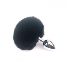 Анальна пробка з хвостиком - Чорний- 7,5 * 2,8 см - Анальні іграшки